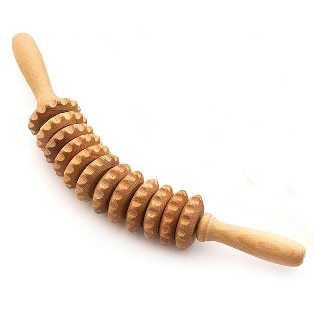 curved wooden cellulite massage roller lymphatic drainage massager maderotherapy tuuli 133