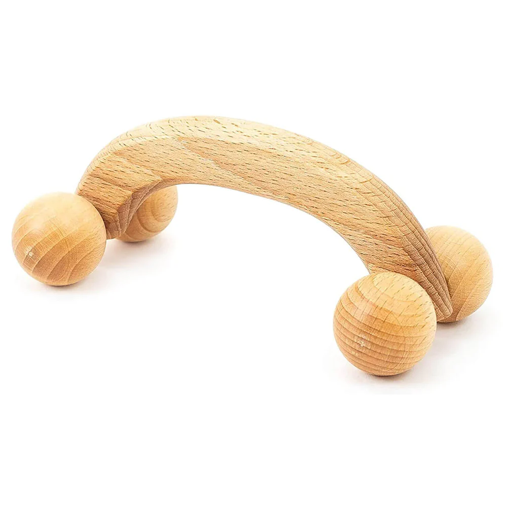 wooden handheld massager for back neck shoulder massage roller 18 x 7 6 cm tuuli 943